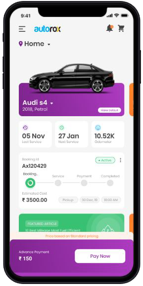 Customer App for garages - service dashboard