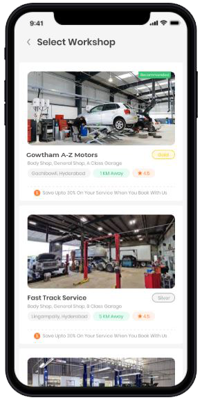 Customer App for garages - workshop selection