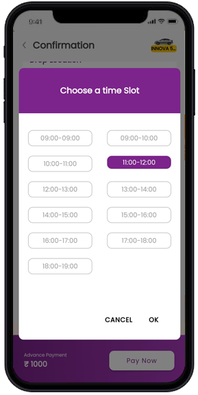 Allow customers to choose pickup/drop time slot as per their convenience.